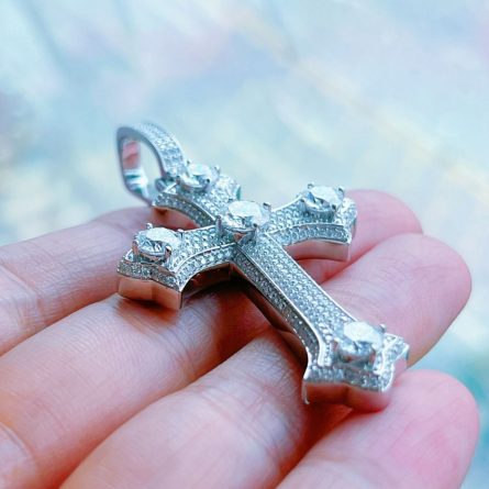 European And American Hip-Hop Cross Sterling Silver Mossan Diamond Pendant Personalized Necklace Trendy Full Diamond Men'S Pendant Wholesale - Image 3
