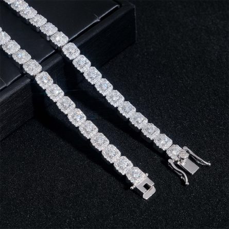 Diamond Hair Hip-Hop Bracelet 6Mm Classic Square Bag 925 Silver Mossanite Stone Full-In European And American Popular Men'S And Women'S Bracelet Wholesale - Image 4