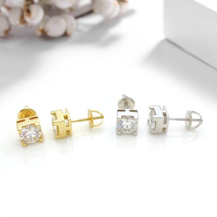 New Men And Women Vvs Moissan Jewelry 925 Sterling Silver Earrings Inlaid With Moissan Hip-Hop Earrings - Image 3