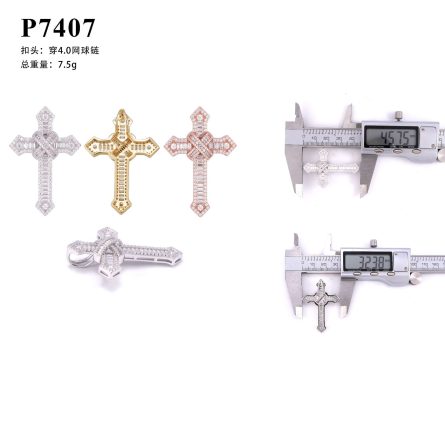 S925 Silver Inlaid Moissanite European And American Cross-Border Hip Hop Cross Pendant With Gra - Image 5