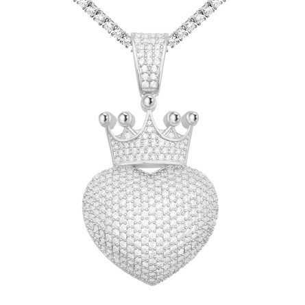 European And American Diamond Hip-Hop Copper Inlaid 5A Zircon Heart-Shaped Pendant Necklace Jewelry Can Be Worn Through A Single Stone Chain - Image 5