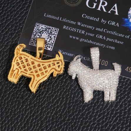 Cross-Border Lamb Pendant S925 Silver Inlaid Moissanite Men'S And Women'S Personality Hip Hop Pendant Ornament With Gra - Image 2