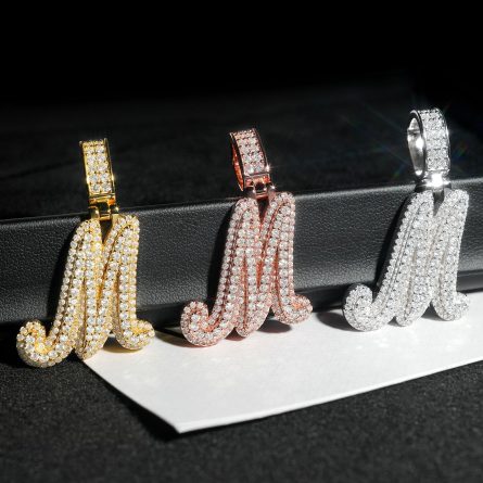 New Letter M Hip-Hop Pendant 925 Silver Mossanite Gra Certificate Pendant Can Be Tested For Diamond Pen - Image 2