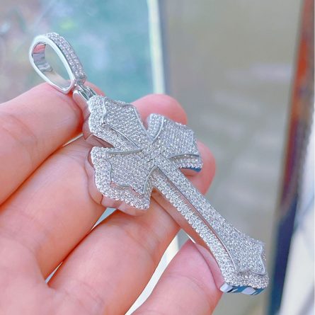 European And American Hip-Hop Personality Full Of Cross Pendant 925 Sterling Silver Mossan Necklace Men And Women Fashion Ins - Image 3
