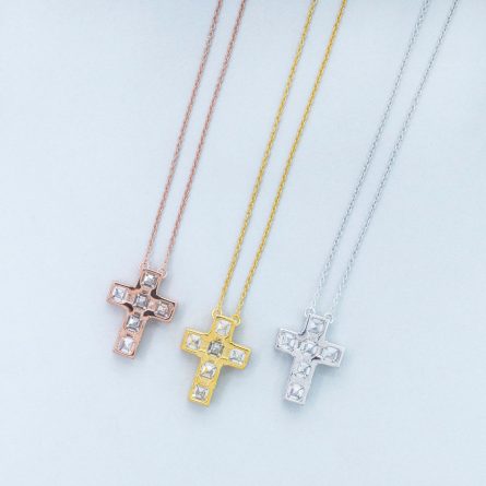European And American Hip-Hop 925 Silver Inlaid 5.5Mm Pagoda Cut Mosan Cross Pendant Necklace Hip-Hop Necklace Accessories - Image 4