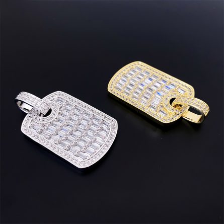 Hot Selling Hip-Hop Real Gold Electroplated Rectangular Tag Pendant Copper Inlaid With Diamonds Popular Hiphop Accessories - Image 3