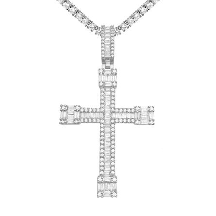 European And American Diamond Hip Hop Copper Inlaid 5A Zircon Cross Pendant Necklace Jewelry Can Be Through Single Stone Chain - Image 5
