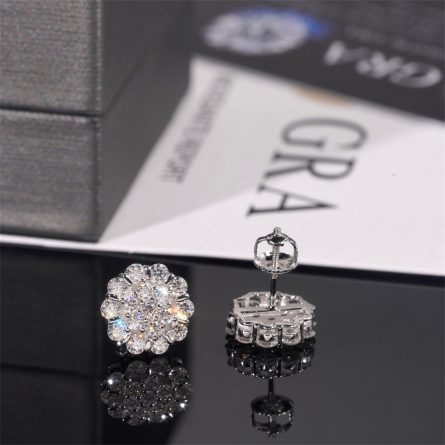 Diamond Hair 2025 New 925 Silver Moissanite Flower Earrings For Men And Women Suitable For European And American Hot-Selling Earrings - Image 3