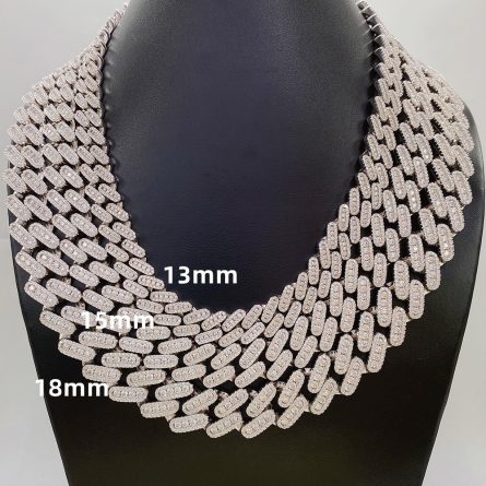 New European And American Necklaces 18Mm Full Of Mossanite S925 Silver Cuban Chain Trendy Necklace Accessories Hot - Image 5