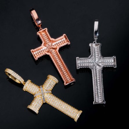 Diamond-Fast New S925 Silver-Inlaid D-Color Moissanite Cross Pendant Cross Border Hip-Hop Pendant Can Be Worn Through Tennis Chain - Image 4