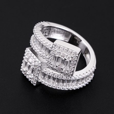 Hot Sale Of Hip-Hop 925 Silver Inlaid With D Color Rectangular Mossan Rings For Men And Women Ins Fashion Trend Full Diamonds - Image 4