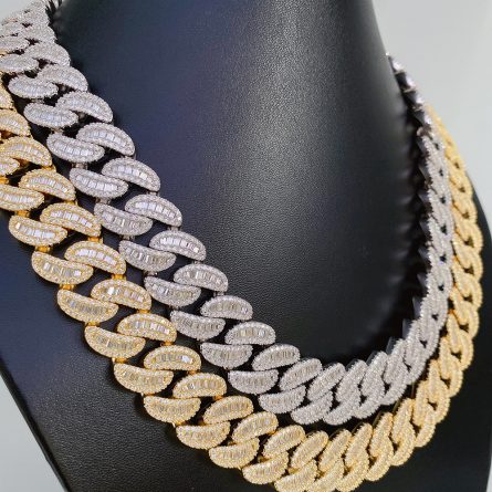 European And American  Hot Selling 18Mm Full-Stair Square Mossanite Stone S925 Silver Mossanite Diamond Cuban Chain Hip-Hop Necklace - Image 3