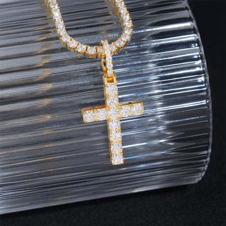 Hip-Hop Pendant 925 Silver Mossanite Stone Full Of Cross Can Be Worn 5Mm Tennis Chain Manufacturer Hot Sale - Image 4