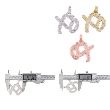 Diamond Hair European And American -Border Pendant Amazon Personality Fashion 925 Silver Mossanite Splicing Xo Letter Hip Hop Pendant - Image 5