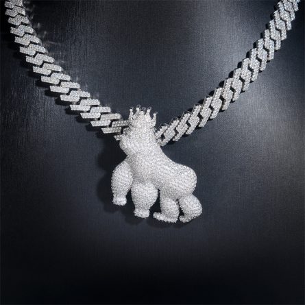 Diamond Hair New Personalized Animal Pendant 925 Silver Mossanite Stone Full-Inlaid Men'S Hip-Hop Trendy Necklace Accessories - Image 4