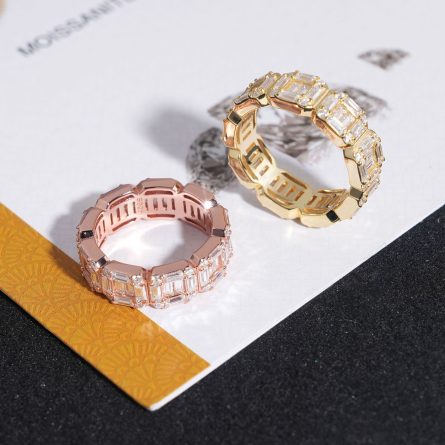 Border Hip-Hop New S925 Silver-Set Flat Line Cutting Moissanite Ring Men And Women Rings European And American Ring Rings - Image 4