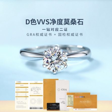 Spot 925 Sterling Silver D Color Moissanite 1 Carat Six-Claw Couple Diamond Ring Pair Ring Men And Women Proposal Wedding Ring Ins - Image 3