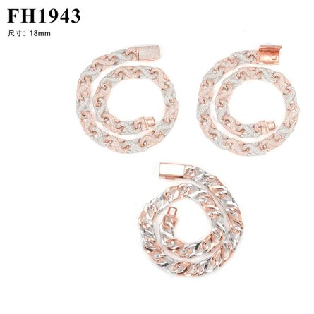 Diamond Jewelry New Hip-Hop Cuban Chain Mossanite Stone Inlaid 18Mm Sterling Silver European And American Trendy Bracelet Necklace - Image 5