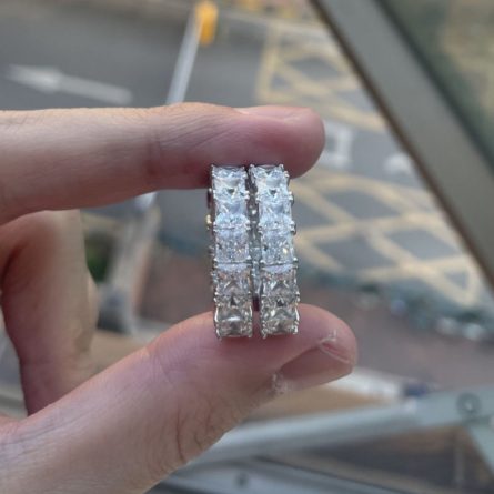 Foreign Trade Hot Sale S925 Sterling Silver Geometric Mossanzircon Earrings For Women New European And American High-End Earrings - Image 5