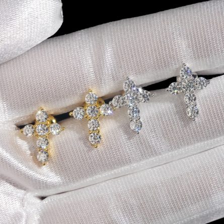 New Cross S925 Silver Hip-Hop Jewelry Df Moissan Earrings For Men And Women - Image 4