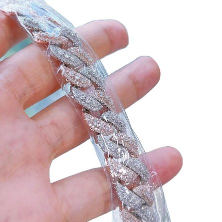European And American Hot Sale S925 Sterling Silver Mossan Diamond Cuba Chain Rose Gold Platinum Color Separation Fashion Personality Hip-Hop Style - Image 5