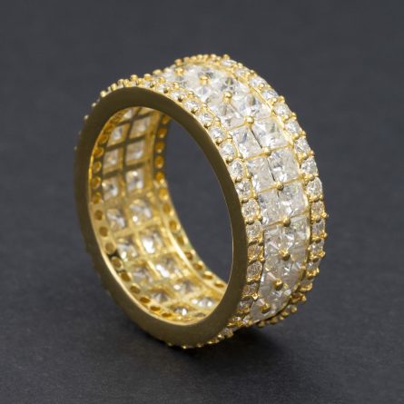 European And American New Hip-Hop 925 Silver Inlaid D Color Princess Square Mossan Ring Men And Women Rings Ins Fashion Trend Full Diamond - Image 4