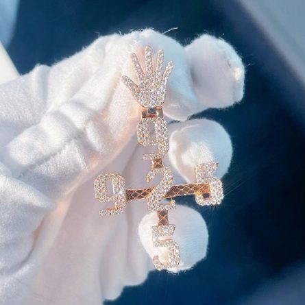 European And American Crown Buckle Water Drop Digital Pendant S925 Pure Cotton Moissan Diamond High-End Hip-Hop Necklace Pendant - Image 3