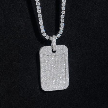 Diamond New Rectangular Tag Pendant 925 Silver Mossanite Stone Full-Inlaid Wearable 8Mm Necklace Accessories Exclusively For Foreign Trade - Image 4