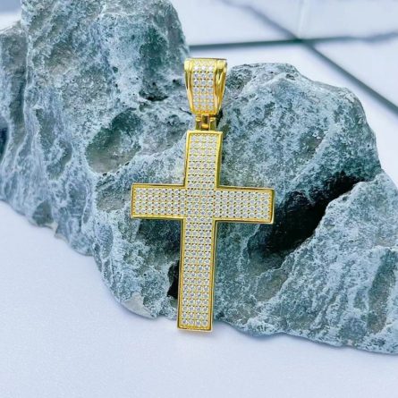 Spot  European And American Popular Hip-Hop Cross Pendant S925 Sterling Silver Mosan Simple Trendy Pendant Ins - Image 4