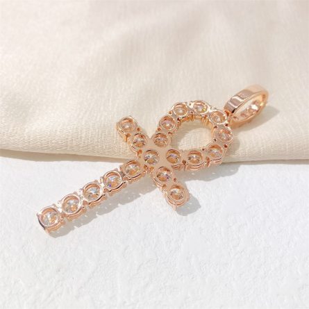 European And American Hot-Selling 925 Silver Mossan Diamond Hip Hop Necklace Angel Key Cross Hiphop Pendant Chain - Image 4
