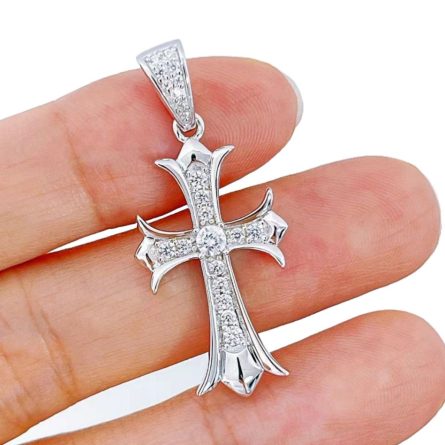 925 Silver Micro-Inlaid Mossanzircon 4Mm Foreign Trade Retro Street Style Cross Pendant Fashion Personalized Accessories - Image 5