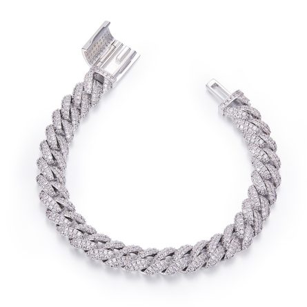 8-16Mm European And American Inlaid With D Color Moissanite Diamond Cuban Chain Bracelet Necklace Edge S925 Silver Plated 18K White - Image 5