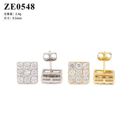Drilled Hair, Fashionable And High-End 925 Silver Moissanite Square Earrings For Men And Women, And Earrings For Couples, Can Be Tested For Diamond Pen - Image 5