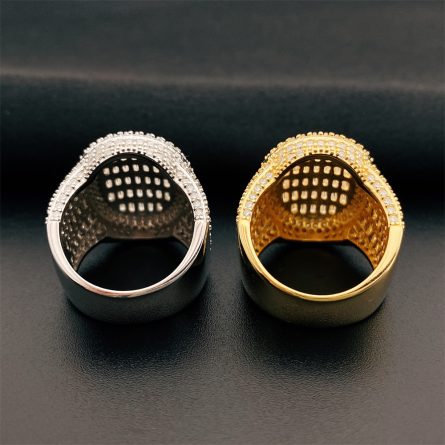 European And American Hip-Hop 925 Silver Inlaid D Color Vvs Ladder Square Mossan Ring Men And Women Rings Ins Fashion Full Diamond - Image 4