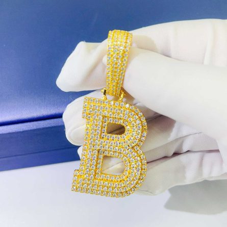 European And American Ins Best Moissan Diamond Letter Hip Hop Pendant 925 Silver Inlaid D Color Moissan Can Be Worn Through A Single Stone Necklace - Image 4