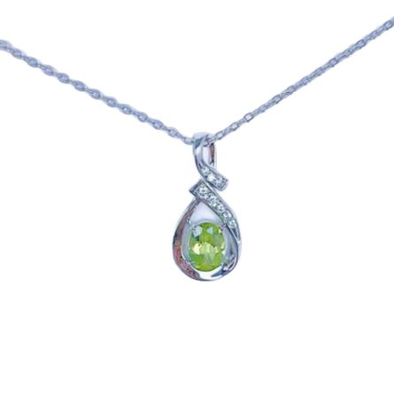 925 Sterling Silver Natural Peridot Ribbon Pendant Necklace Light Luxury Retro Simple Gem Clavicle Chain Simple Women - Image 5
