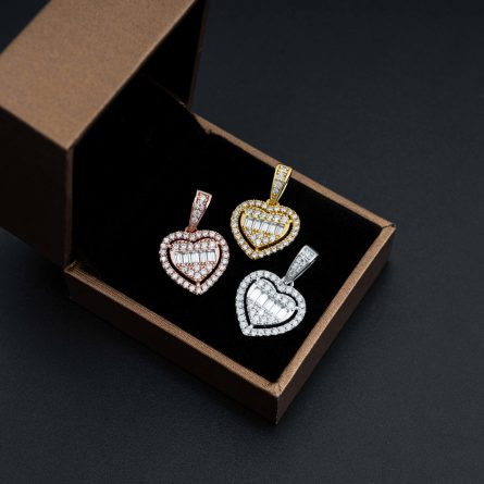 Manufacturer Wholesale New Styles Of Men And Women Heart-Shaped Hip-Hop Pendants 925 Silver Mossan Pendants European And American Hip-Hop Hot-Selling Styles - Image 2
