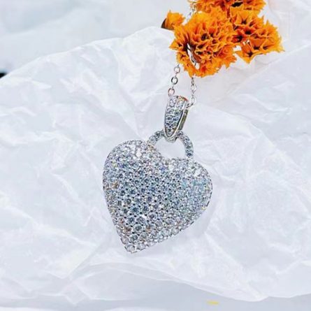 S925 Sterling Silver Full-Inlaid Mossan Diamond Heart-Shaped Pendant European And American Fashion Ins Style Personality Pendant Wholesale - Image 4
