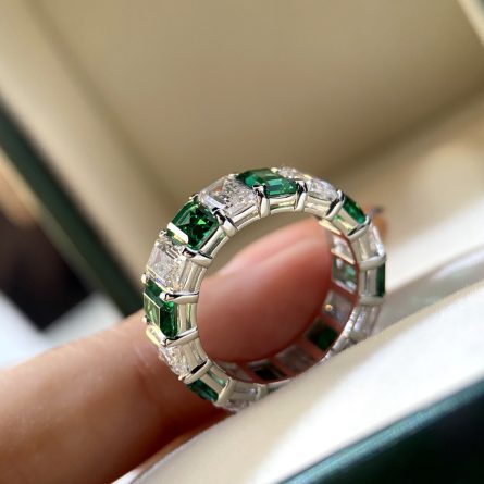 Emerald Women'S Inter-Color Large Diamond Ring S925 Silver Moissan Diamond Ring 50 Points Fashionable Simple Ring Wholesale - Image 4