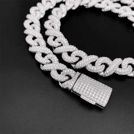 European And American Hiphop13Mm Silver Inlaid Zircon European And American Men'S Dense Diamond 8-Character Hip-Hop Necklace Big Gold Bracelet Spot - Image 2