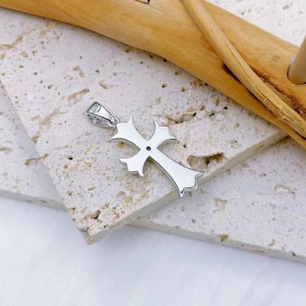 925 Silver Micro-Inlaid Mossanzircon 4Mm Foreign Trade Retro Street Style Cross Pendant Fashion Personalized Accessories - Image 4