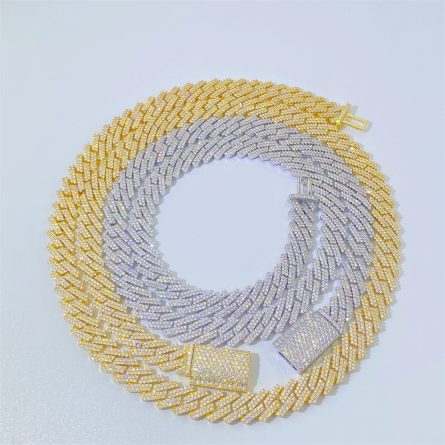 European And American Cuban Chain 10Mm Full-Inlaid Mossanite S925 Silver Diamond Cuban Chain Trendy Necklace Accessories Hot Sale - Image 5