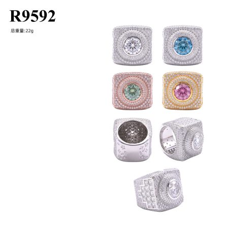 Hip-Hop European And American New S925 Silver-Intact Main Stone 4Ct Color Moissan Ring Men'S Trendy Jewelry Manufacturer Wholesale - Image 5