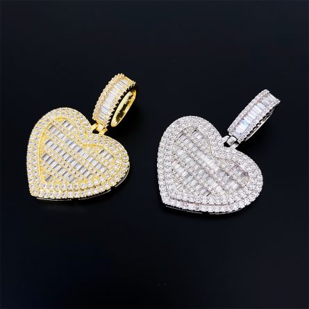 Hot Selling Hip-Hop Real Gold Electroplated Heart-Shaped Pendant In Europe And The United States, Copper-Inlaid With Diamonds, Popular Accessories, Hiphop Pendant - Image 3