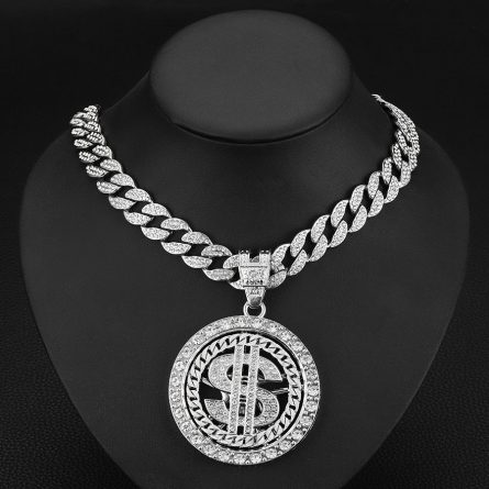 Money Disc Hip-Hop Style European And American S925 Sterling Silver Mossanzircon Pendant Men'S Necklace Foreign Trade Fashion Trend - Image 7