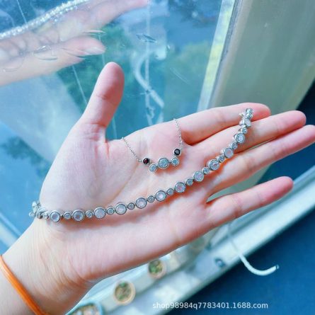 S925 Silver Mossan Diamond Bracelet Bubble Bracelet Luxury Full Diamond Inlaid Simple Jewelry Light Luxury Versatile Internet Celebrity Same Style - Image 3