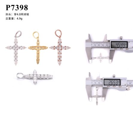 European And American Hot-Selling 925 Silver Mossanite Hip-Hop Necklace, Alien Ascet Cross Hiphop Pendant - Image 5