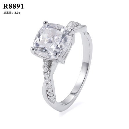 Marriage And Proposal Ring 925 Silver Girls High-End Accessories Moissanite Cushion 3 Carat Diamond Ring Spot Wholesale - Image 5