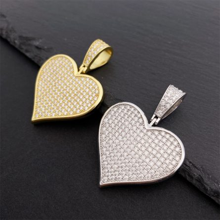 European And American S925 Sterling Silver Moissanite Heart Pendant Hip-Hop Necklace Accessories Spot Delivery - Image 3
