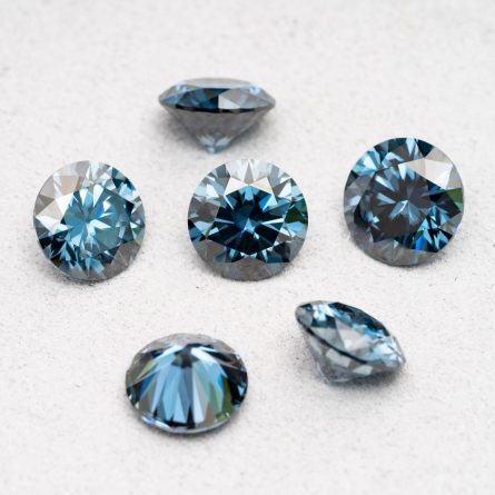 Round colored moissanite original sapphire blue moissanite loose stone ring face 3EX cut one diamond one certificate one waist code - Image 3
